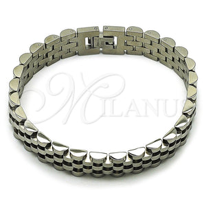 Pulsera Solida 03.435.0007.08 Acero Inoxidable, Pulido, Tono Plateado (12 MM Thickness, 8 Inches Length)