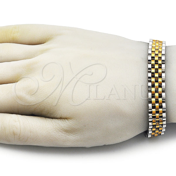 Pulsera Solida 03.435.0007.1.08 Acero Inoxidable, Pulido, Dos Tonos (12 MM Thickness, 8 Inches Length)