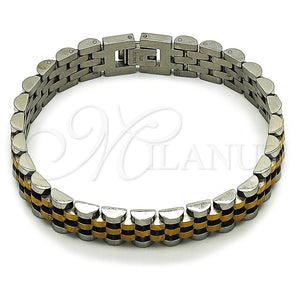 Pulsera Solida 03.435.0007.1.08 Acero Inoxidable, Pulido, Dos Tonos (12 MM Thickness, 8 Inches Length)