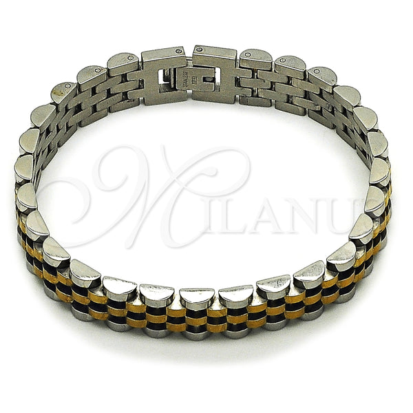 Pulsera Solida 03.435.0007.1.08 Acero Inoxidable, Pulido, Dos Tonos (12 MM Thickness, 8 Inches Length)