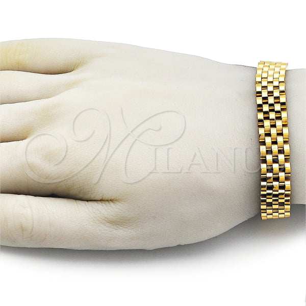 Pulsera Solida 03.435.0007.2.08 Acero Inoxidable, Pulido, Tono Dorado (12 MM Thickness, 8 Inches Length)