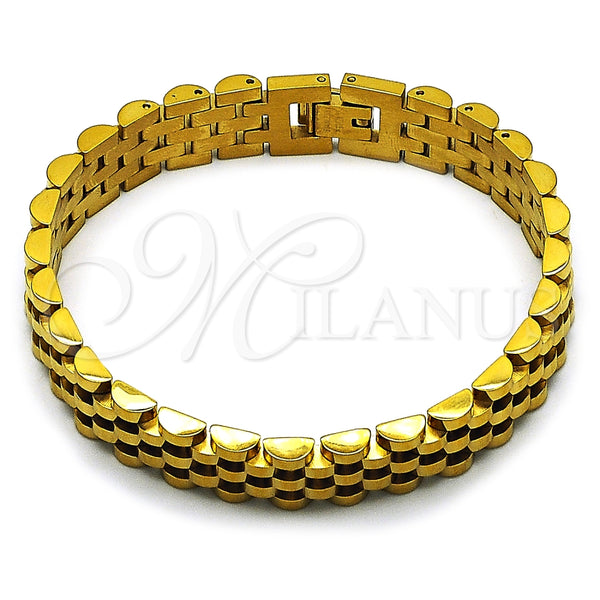 Pulsera Solida 03.435.0007.2.08 Acero Inoxidable, Pulido, Tono Dorado (12 MM Thickness, 8 Inches Length)