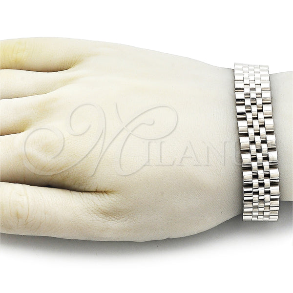 Pulsera Solida 03.435.0008.08 Acero Inoxidable, Pulido, Tono Plateado (15 MM Thickness, 9 Inches Length)