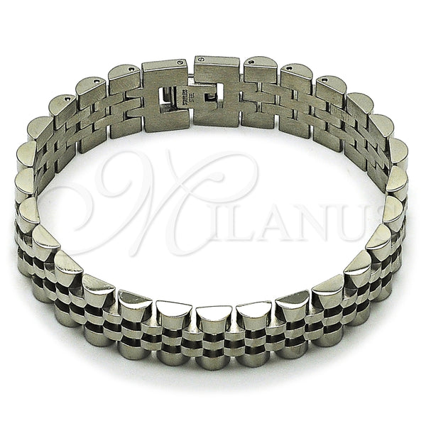 Pulsera Solida 03.435.0008.08 Acero Inoxidable, Pulido, Tono Plateado (15 MM Thickness, 9 Inches Length)