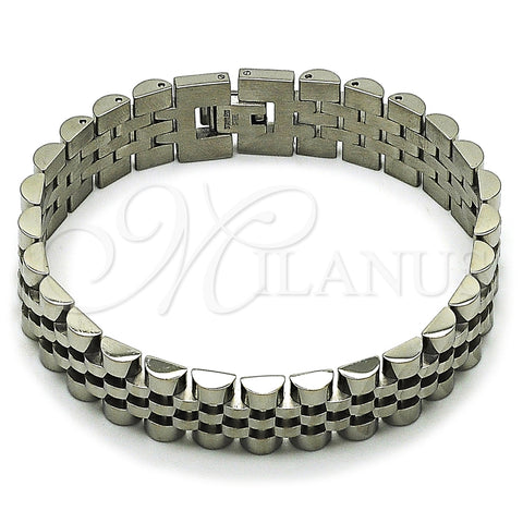 Pulsera Solida 03.435.0008.08 Acero Inoxidable, Pulido, Tono Plateado (15 MM Thickness, 9 Inches Length)