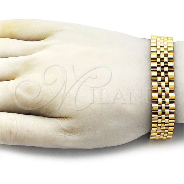 Pulsera Solida 03.435.0008.2.08 Acero Inoxidable, Pulido, Tono Dorado (15 MM Thickness, 9 Inches Length)