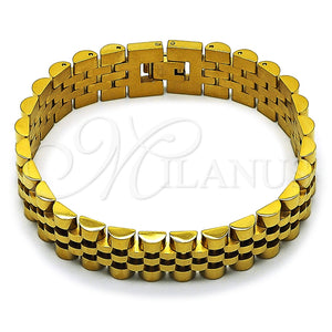 Pulsera Solida 03.435.0008.2.08 Acero Inoxidable, Pulido, Tono Dorado (15 MM Thickness, 9 Inches Length)