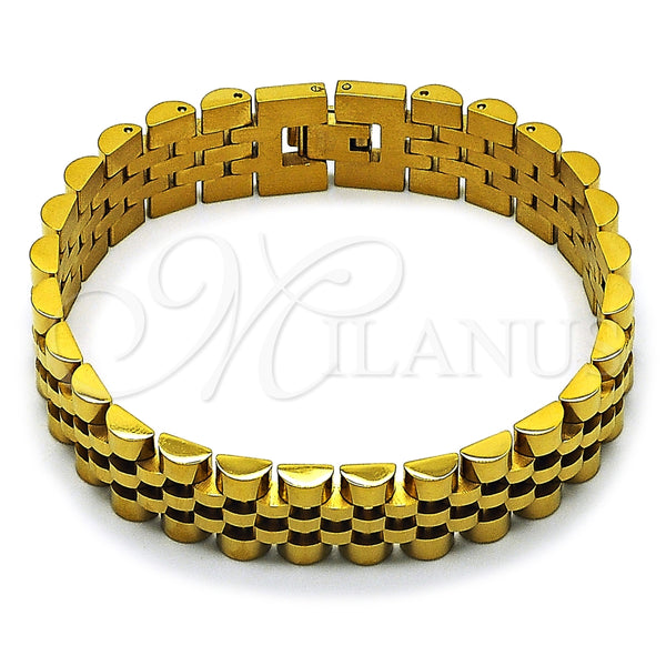 Pulsera Solida 03.435.0008.2.08 Acero Inoxidable, Pulido, Tono Dorado (15 MM Thickness, 9 Inches Length)