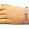 Pulsera Tennis 03.284.0062.07 Oro Laminado, Diseño de Estrella y Baguette, con Blanca Zirconia Cubica and Blanca Micro Pave, Pulido, Dos Tonos (05 MM Thickness, 7 Inches Length)