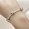 Pulsera Tennis 03.284.0062.07 Oro Laminado, Diseño de Estrella y Baguette, con Blanca Zirconia Cubica and Blanca Micro Pave, Pulido, Dos Tonos (05 MM Thickness, 7 Inches Length)