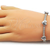 Pulsera Tennis 03.284.0063.07 Oro Laminado, Diseño de Corazón y Baguette, con Blanca Zirconia Cubica and Blanca Micro Pave, Pulido, Dos Tonos (05 MM Thickness, 7 Inches Length)