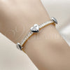 Pulsera Tennis 03.284.0063.07 Oro Laminado, Diseño de Corazón y Baguette, con Blanca Zirconia Cubica and Blanca Micro Pave, Pulido, Dos Tonos (05 MM Thickness, 7 Inches Length)