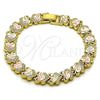 Pulsera Solida 03.213.0393.07 Oro Laminado, Diseño de Corazón, Diamantado, Tres Tonos (Thickness, 7 Inches Length)
