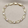 Pulsera Básica 03.213.0397.07 Oro Laminado, Diseño de Mariner, Diamantado, Tres Tonos (Grosor 06.5 MM, 8 Pulgadas de Largo)