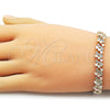 Pulsera Solida 03.213.0398.07 Oro Laminado, Diseño de Corazón, Diamantado, Tres Tonos (Thickness, 7 Inches Length)