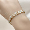 Pulsera Solida 03.213.0398.07 Oro Laminado, Diseño de Corazón, Diamantado, Tres Tonos (Thickness, 7 Inches Length)