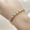 Pulsera Solida 03.213.0400.07 Oro Laminado, Diseño de Estrella, Diamantado, Tres Tonos (08 MM Thickness, 7 Inches Length)
