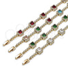 Pulsera Tennis 03.266.0053.1.07 Oro Laminado, Diseño de Cluster, con Multicolor and Blanca Zirconia Cubica, Pulido, Tono Dorado (Thickness, 8 Inches Length)