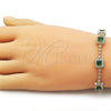 Pulsera Tennis 03.266.0053.2.07 Oro Laminado, Diseño de Cluster, con Verde and Blanca Zirconia Cubica, Pulido, Tono Dorado (Thickness, 8 Inches Length)