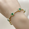 Pulsera Tennis 03.266.0053.2.07 Oro Laminado, Diseño de Cluster, con Verde and Blanca Zirconia Cubica, Pulido, Tono Dorado (Thickness, 8 Inches Length)