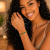 Pulsera Tennis 03.266.0039.2.07 Oro Laminado, Diseño de Cluster, con Verde and Blanca Zirconia Cubica, Pulido, Tono Dorado (Thickness, 8 Inches Length)