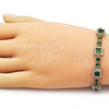Pulsera Tennis 03.266.0039.2.07 Oro Laminado, Diseño de Cluster, con Verde and Blanca Zirconia Cubica, Pulido, Tono Dorado (Thickness, 8 Inches Length)
