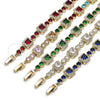 Pulsera Tennis 03.266.0039.2.07 Oro Laminado, Diseño de Cluster, con Verde and Blanca Zirconia Cubica, Pulido, Tono Dorado (Thickness, 8 Inches Length)
