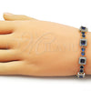 Pulsera Tennis 03.266.0039.4.07 Oro Laminado, Diseño de Cluster, con Zafiro Azul and Blanca Zirconia Cubica, Pulido, Tono Dorado (Thickness, 8 Inches Length)