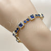 Pulsera Tennis 03.266.0039.4.07 Oro Laminado, Diseño de Cluster, con Zafiro Azul and Blanca Zirconia Cubica, Pulido, Tono Dorado (Thickness, 8 Inches Length)