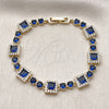 Pulsera Tennis 03.266.0039.4.07 Oro Laminado, Diseño de Cluster, con Zafiro Azul and Blanca Zirconia Cubica, Pulido, Tono Dorado (Thickness, 8 Inches Length)