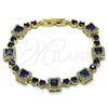 Pulsera Tennis 03.266.0039.4.07 Oro Laminado, Diseño de Cluster, con Zafiro Azul and Blanca Zirconia Cubica, Pulido, Tono Dorado (Thickness, 8 Inches Length)