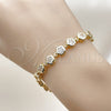 Pulsera Elegante 03.283.0442.1.07 Oro Laminado, Diseño de Flor, con Blanca Zirconia Cubica, Pulido, Tono Dorado (07 MM Thickness, 7 Inches Length)