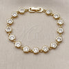 Pulsera Elegante 03.283.0442.1.07 Oro Laminado, Diseño de Flor, con Blanca Zirconia Cubica, Pulido, Tono Dorado (07 MM Thickness, 7 Inches Length)