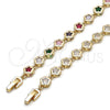 Pulsera Elegante 03.283.0442.1.07 Oro Laminado, Diseño de Flor, con Blanca Zirconia Cubica, Pulido, Tono Dorado (07 MM Thickness, 7 Inches Length)