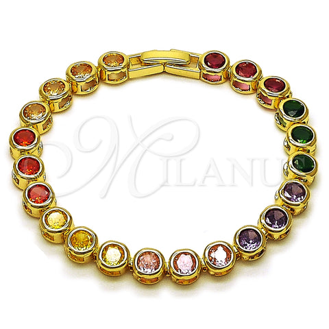 Pulsera Tennis 03.283.0462.2.07 Oro Laminado, con Multicolor Zirconia Cubica, Pulido, Tono Dorado (Thickness, 7 Inches Length)