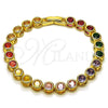 Pulsera Tennis 03.283.0462.2.07 Oro Laminado, con Multicolor Zirconia Cubica, Pulido, Tono Dorado (Thickness, 7 Inches Length)