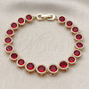 Pulsera Tennis 03.283.0509.08 Oro Laminado, con Granate Zirconia Cubica, Pulido, Tono Dorado (09 MM Thickness, 8 Inches Length)