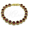 Pulsera Tennis 03.283.0509.08 Oro Laminado, con Granate Zirconia Cubica, Pulido, Tono Dorado (09 MM Thickness, 8 Inches Length)