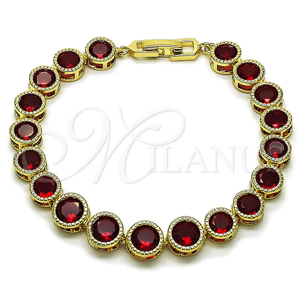 Pulsera Tennis 03.283.0509.08 Oro Laminado, con Granate Zirconia Cubica, Pulido, Tono Dorado (09 MM Thickness, 8 Inches Length)