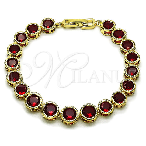 Pulsera Tennis 03.283.0509.08 Oro Laminado, con Granate Zirconia Cubica, Pulido, Tono Dorado (09 MM Thickness, 8 Inches Length)