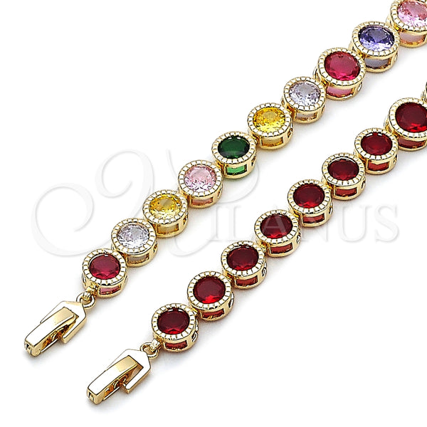 Pulsera Tennis 03.283.0509.08 Oro Laminado, con Granate Zirconia Cubica, Pulido, Tono Dorado (09 MM Thickness, 8 Inches Length)