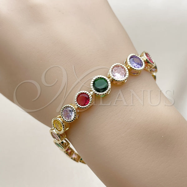Pulsera Tennis 03.283.0509.1.08 Oro Laminado, con Multicolor Zirconia Cubica, Pulido, Tono Dorado (09 MM Thickness, 8 Inches Length)