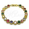 Pulsera Tennis 03.283.0509.1.08 Oro Laminado, con Multicolor Zirconia Cubica, Pulido, Tono Dorado (09 MM Thickness, 8 Inches Length)