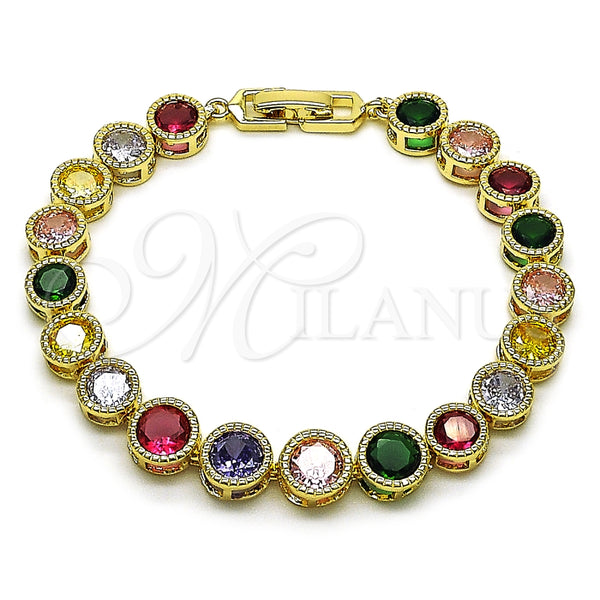Pulsera Tennis 03.283.0509.1.08 Oro Laminado, con Multicolor Zirconia Cubica, Pulido, Tono Dorado (09 MM Thickness, 8 Inches Length)