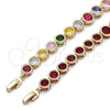 Pulsera Tennis 03.283.0509.1.08 Oro Laminado, con Multicolor Zirconia Cubica, Pulido, Tono Dorado (09 MM Thickness, 8 Inches Length)