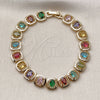 Pulsera Tennis 03.283.0510.08 Oro Laminado, con Zirconia Cubica Multicolor, Pulido, Dorado