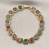 Pulsera Tennis 03.283.0510.08 Oro Laminado, con Multicolor Zirconia Cubica, Pulido, Tono Dorado (Thickness, 8 Inches Length)