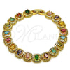 Pulsera Tennis 03.283.0510.08 Oro Laminado, con Multicolor Zirconia Cubica, Pulido, Tono Dorado (Thickness, 8 Inches Length)