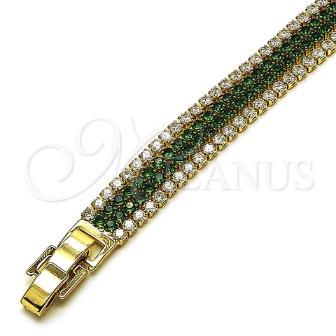 Pulsera Tennis 03.283.0511.1.07 Oro Laminado, con Verde and Blanca Zirconia Cubica, Pulido, Tono Dorado (Thickness, 7 Inches Length)
