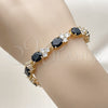 Pulsera Tennis 03.283.0512.07 Oro Laminado, con Zirconia Cubica Negro y Blanca, Pulido, Tono Dorado (Grosor 08.7 MM, 7 Pulgadas de Largo)